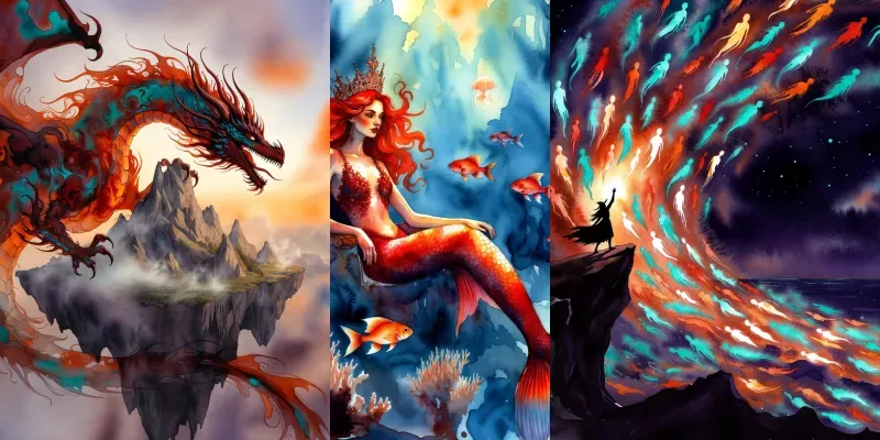 Epic Fantasy Watercolors generated by undefined