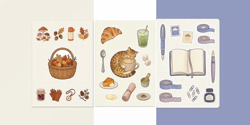 Pastel Gouache Planner Sticker Sheets