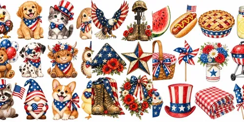 Patriotic Red White Blue Clipart 4 Etsy generated by chatgpt-image