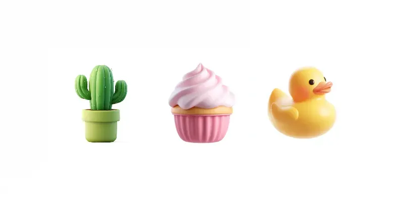 Cute 3D Cartoon Icons generated by undefined