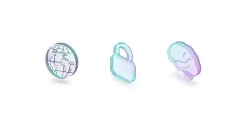 Clean 3D Frosted Glass Icons generated by gemini-image
