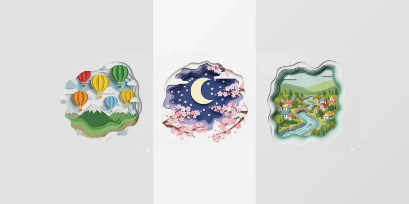 Layered Papercut Illustrations generated by undefined