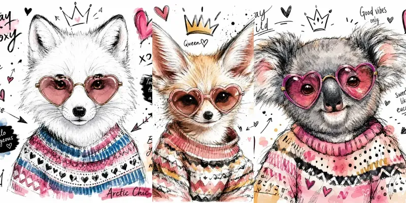 Whimsical Fashion Animal Sketches generated by undefined
