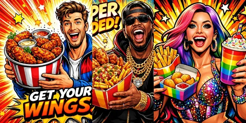 Iconic Faces Pop Art Food Posters generated by undefined