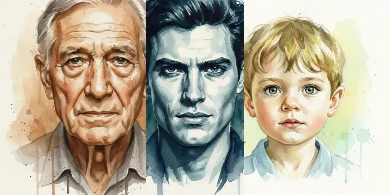Artistic Watercolor Portrait Series generated by undefined