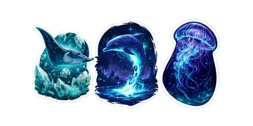 Surreal Cosmic Ocean Stickers generated by midjourney