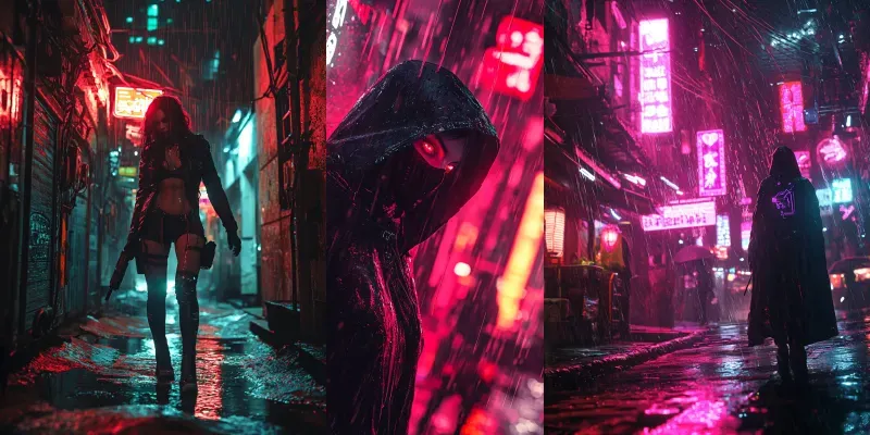 Cyberpunk Female Assassins In Neon City generated by undefined