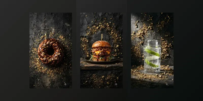 Rustic Charcoal Raw Gold Food Stages generated by undefined