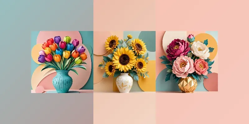 Papercut Floral Vase Collections generated by undefined