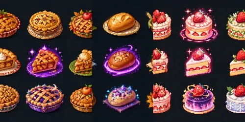 Cozy 16bit Food Sprite Sheets generated by chatgpt-image
