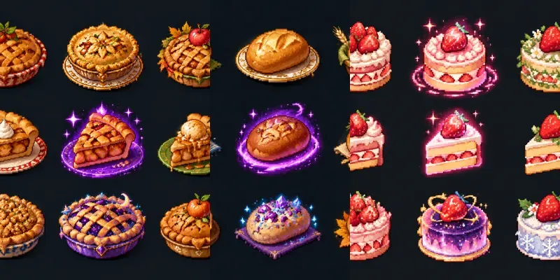 Cozy 16bit Food Sprite Sheets generated by undefined