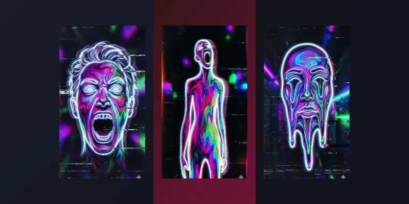 Psychedelic Neon Disturbed Illustrations generated by undefined