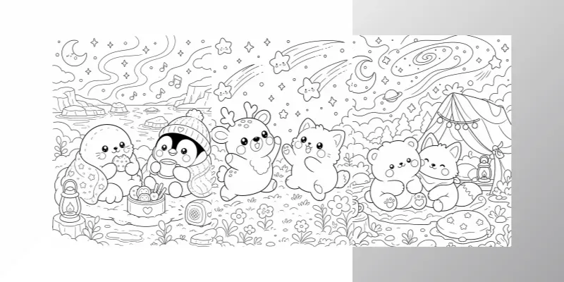 Cozy Camping Coloring Pages Kids generated by undefined