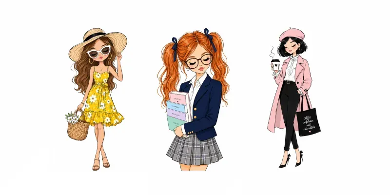 Chic Fashion Girl Illustrations generated by undefined