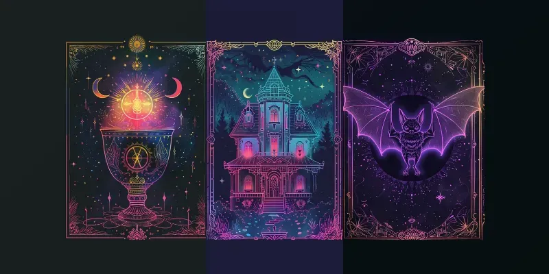 Mystic Neon Tarot Cards generated by undefined