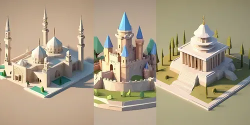 Lowpoly Landmark Generators generated by stable-diffusion