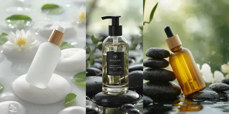 Luxury Spa Massage Oils On River Stones generated by undefined
