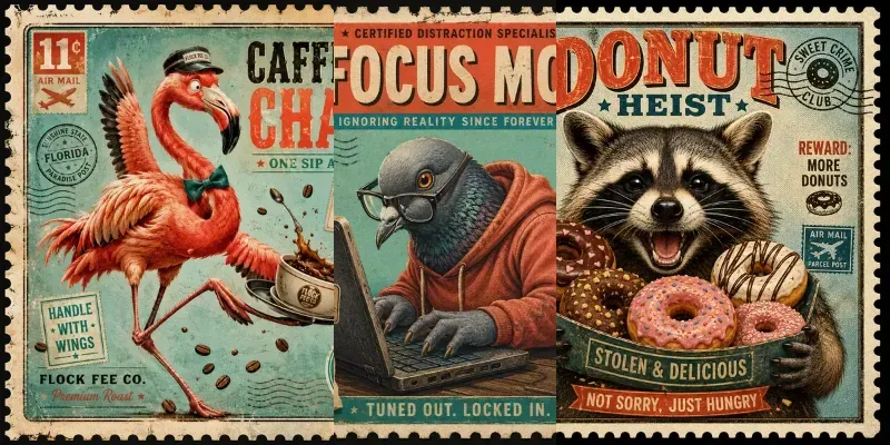 Vintage Animal Stamp Posters generated by undefined