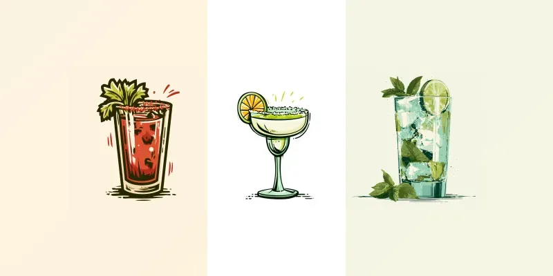 Flat Vector Cocktail Poster Illustrations generated by undefined