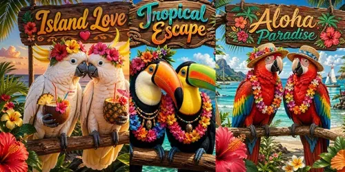 Tropical Bird Couple Posters generated by chatgpt-image