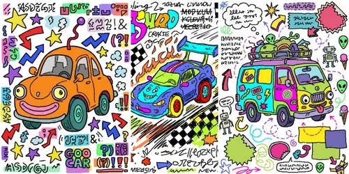 Ms Paint Style Cartoon Car Art generated by gemini-image