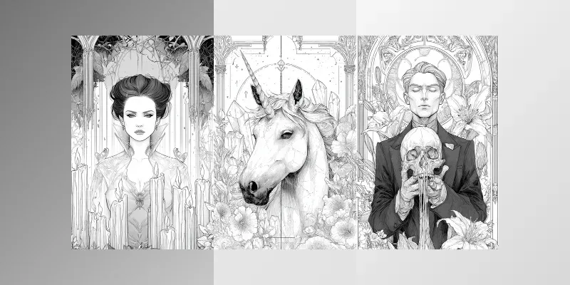 Dark Gothic Fantasy Coloring Book Pages generated by undefined