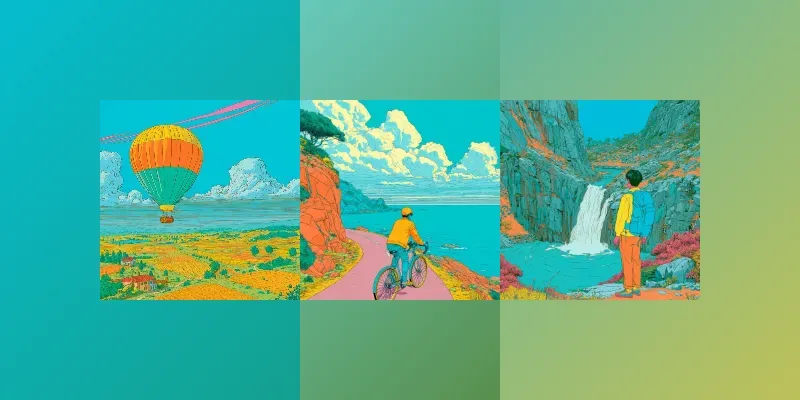 Vibrant Illustrated Adventure Scenes generated by undefined