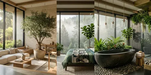 Hyperrealistic Biophilic Interior Designs generated by gemini-image
