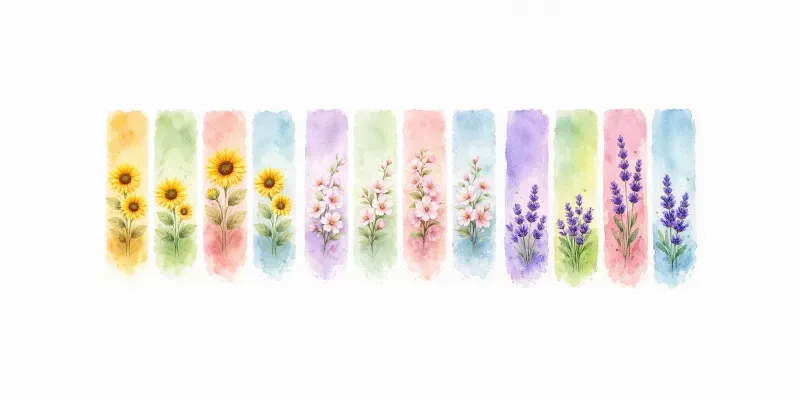 4 Floral Watercolor Bookmark Designs generated by undefined