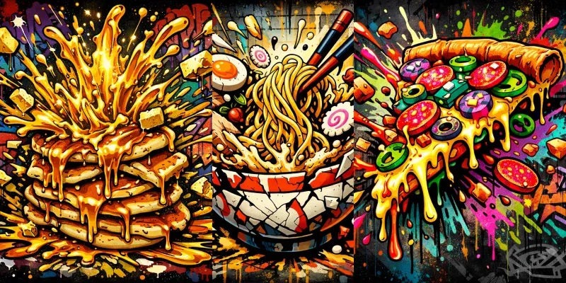 Explosive Urban Food Art generated by undefined