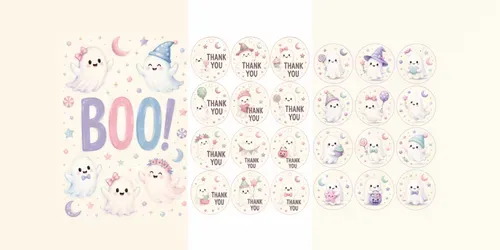 Sweet Pastel Ghost Halloween Party Decors generated by chatgpt-image