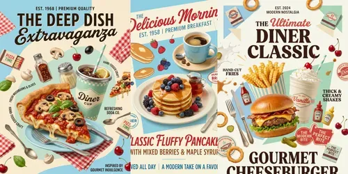 Retro American Diner Food Posters generated by gemini-image