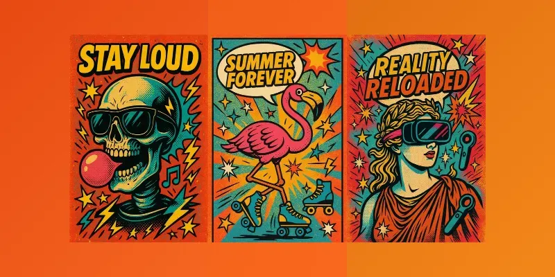 Bold Vintage Pop Art Posters generated by undefined
