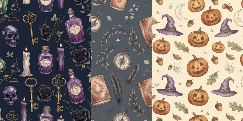 Seamless Vintage Halloween Pattern Tile