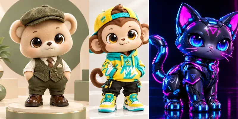 Stylized 3D Cartoon Toy Characters