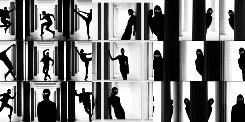 Minimalist High Contrast Grid Art generated by gemini-image