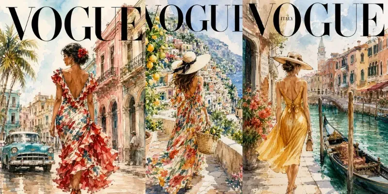 Watercolor Fashion Magazine Covers generated by undefined