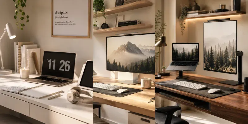 Modern Minimalist Workspace Photography generated by undefined