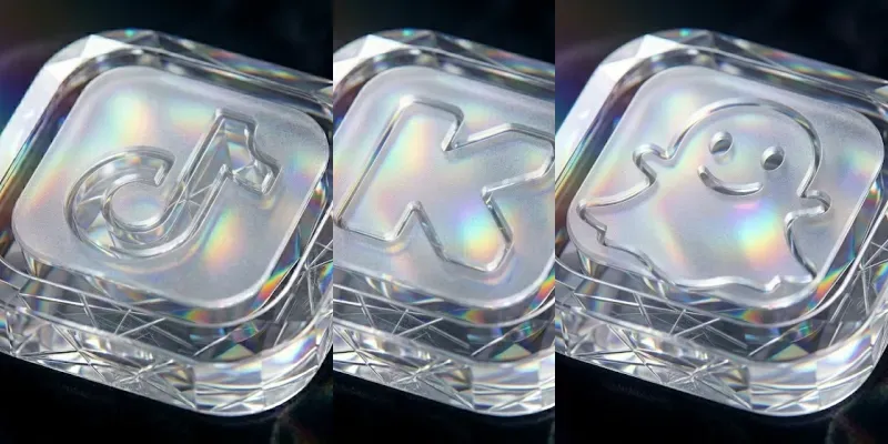 Premium 3D Iridescent Glass App Icons generated by undefined