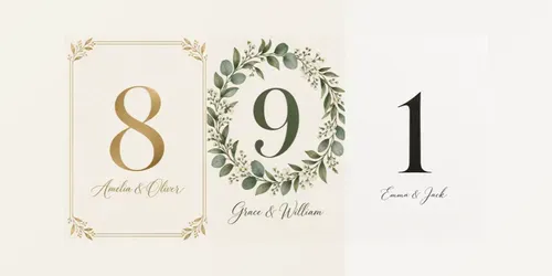 Wedding Table Number Cards generated by chatgpt-image