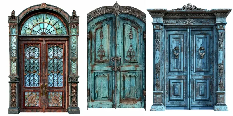 Unique Realistic Vintage Doors Clipart generated by undefined