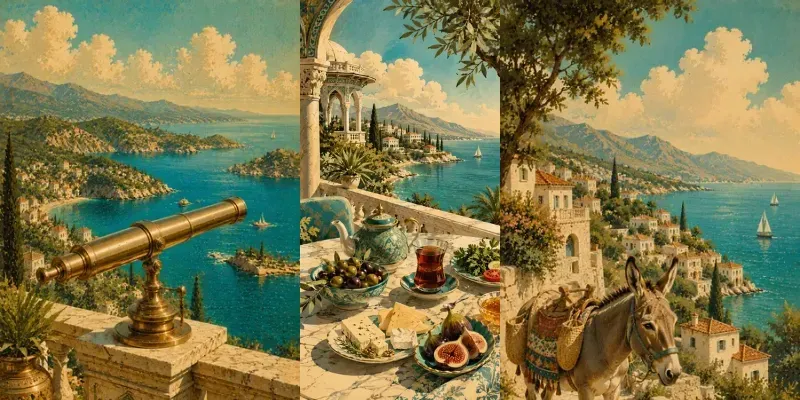 Turkish Riviera 1950s Sunny Postcards generated by undefined