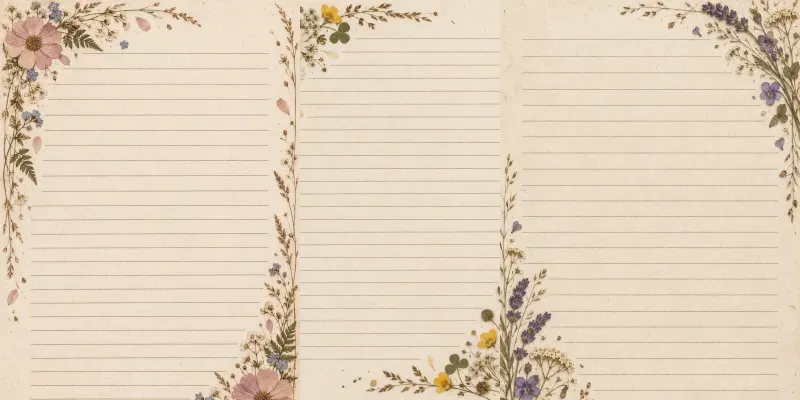 Pressed Wildflower Lined Papers