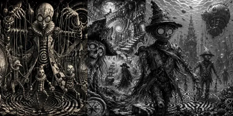 Hypnotic Monochrome Nightmares generated by undefined