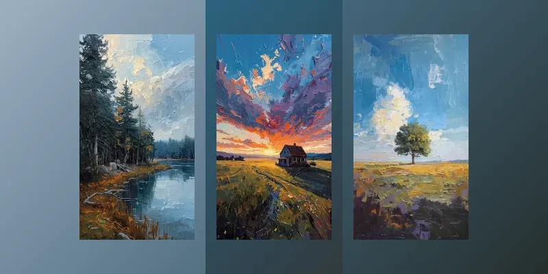Vivid Impasto Oil Landscape Scenes generated by undefined
