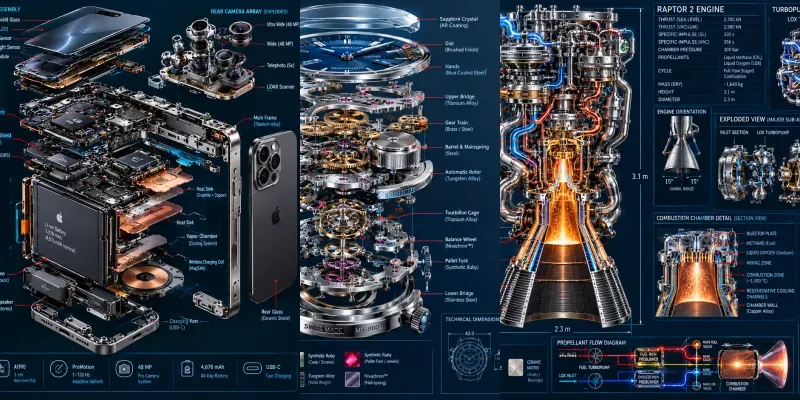 3D Technical Cad Schematic Blueprints