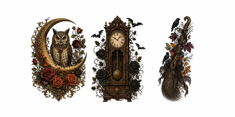 Elegant Gothic Vintage Engraving Bundles