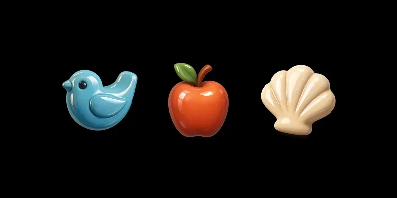 3D Glossy Ceramic Icons generated by undefined
