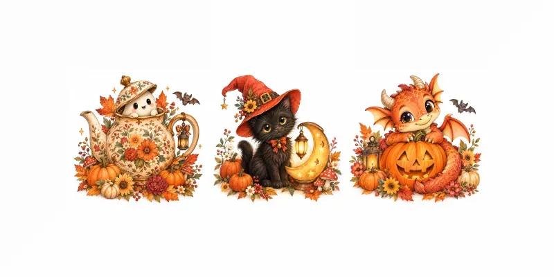 Cute Spooky Storybook Cliparts generated by undefined