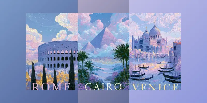 Dreamy Pastel Travel Posters generated by undefined